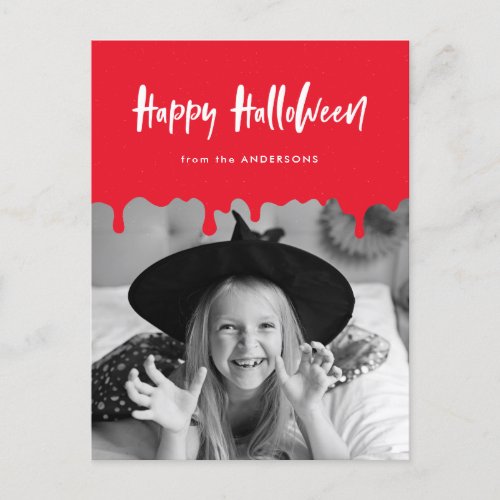 Dripping Blood Red Halloween Photo Holiday Postcard