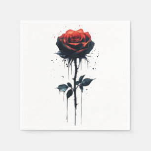 Dripping Blood Rose: Gothic Floral Art Napkins