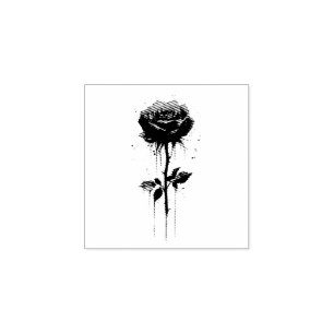 Dripping Blood Rose: Gothic Floral Art Rubber Stamp