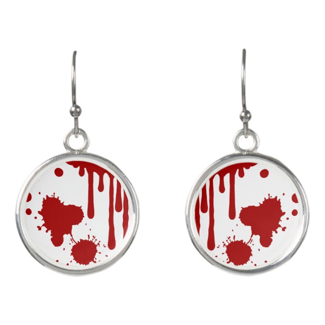 Dripping Blood Splatter Gory Horror Earrings (Front)
