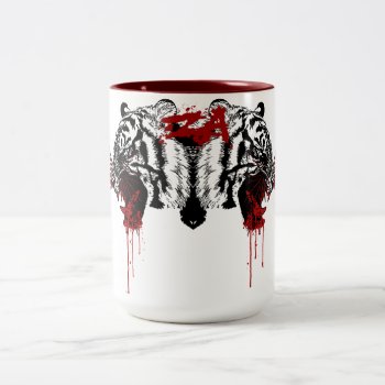 Dripping Blood Two-tone Coffee Mug by ZachAttackDesign at Zazzle