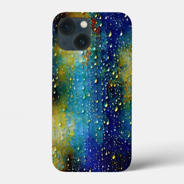 Dripping Blue Aqua Yellow Rain Droplets Pattern Case-Mate iPhone Case (Back)