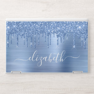Dripping Blue Glitter Custom HP Laptop Skin