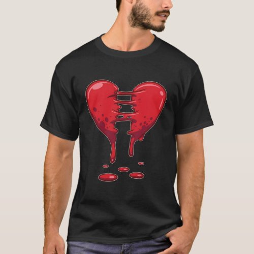 Dripping Broken Heart Halloween Love T_Shirt