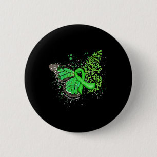 Dripping Butterfly Green Ribbon Kidney Disease Awa Button