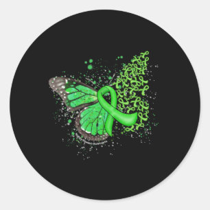 Dripping Butterfly Green Ribbon Kidney Disease Awa Classic Round Sticker