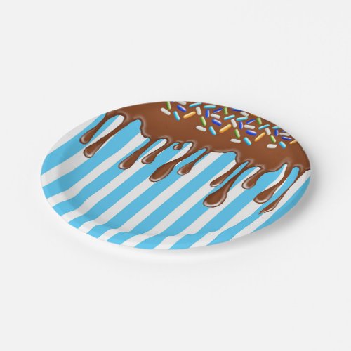 Dripping chocolate with sprinkles paper Plate