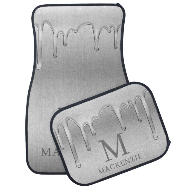 Dripping Chrome Liquid Hot Metal Car Floor Mat (Set)