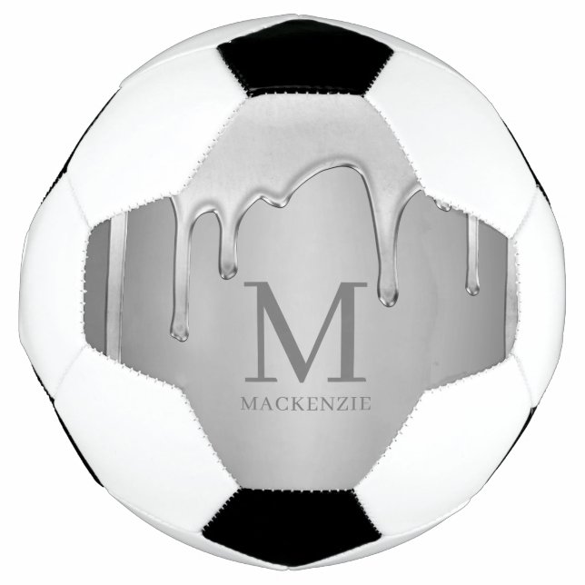 Dripping Chrome Metal Monogram Soccer Ball (Front)