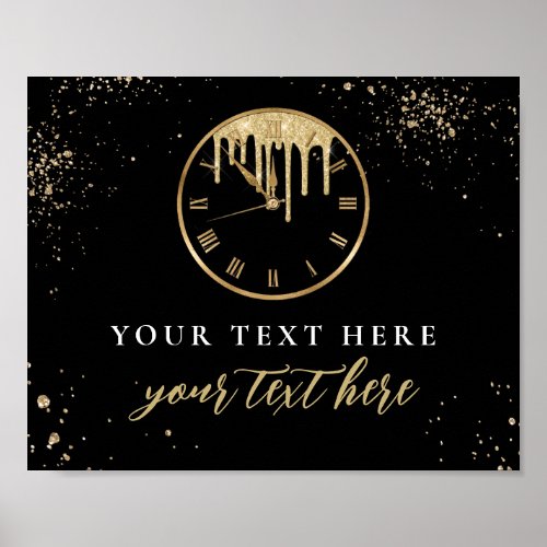 Dripping Clock New Years Eve Editable Sign