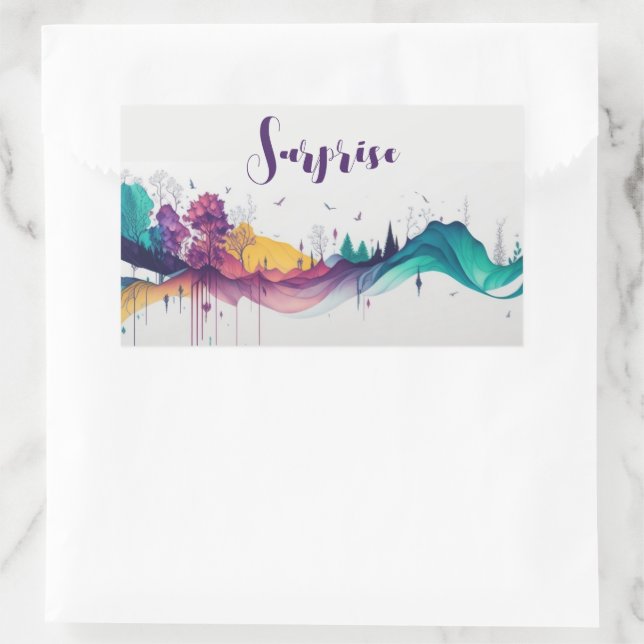 Dripping Colorful Scenery Rectangular Sticker (Bag)