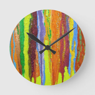 Dripping Colors Abstract Art Design Gifts Round Clock