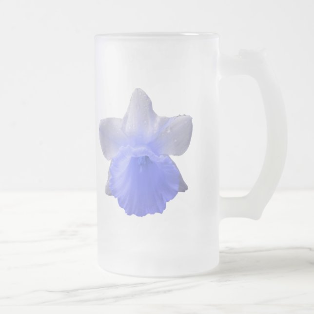 Dripping Daffodil Blue Frosted Glass Mug (Right)