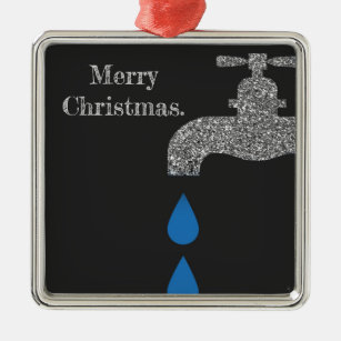 Dripping  faucet and water plumbing glitter effect metal ornament