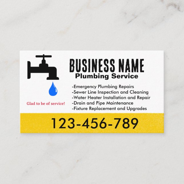 Dripping Faucet Plumbing Service Business Card (Front)