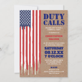 Dripping Flag | Rustic Military Farewell Party Invitation