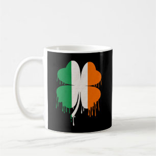 Dripping Four Leaf Clover Irish Flag Coffee Mug