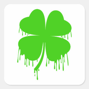 Dripping Four Leaf Clover  Square Sticker
