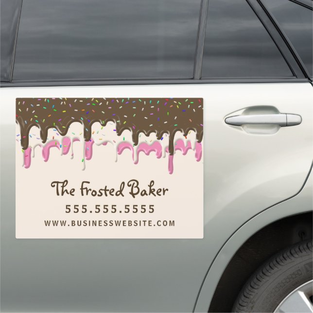 Dripping Frosting Bakery Business Car Magnet (In Situ)