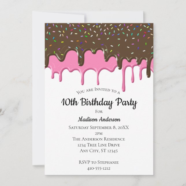 Dripping Frosting with Sprinkles Birthday Invitation (Front)