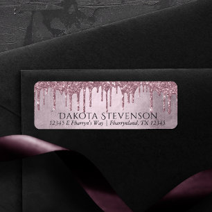 Dripping Girly Glitter Dusty Mauve Pink Shimmer Label