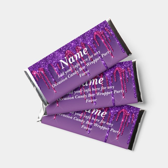 Dripping Glitter Candy Bar Wrapper Party Favors (Front)