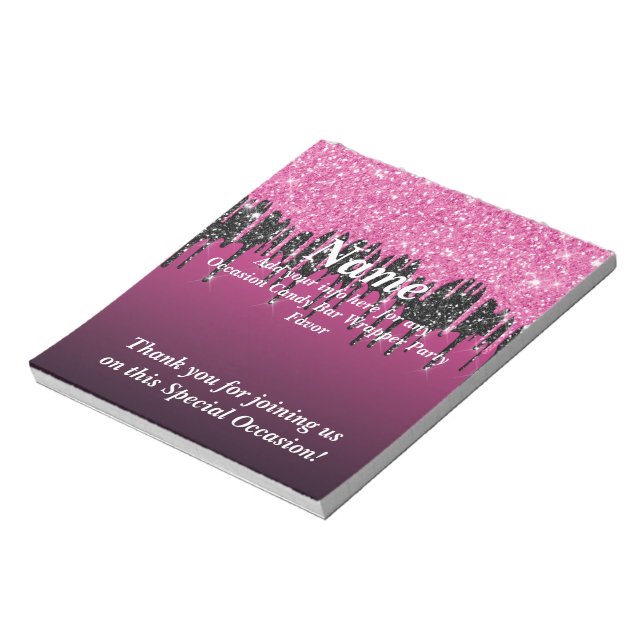 Dripping Glitter Candy Bar Wrapper Party Favors Notepad (Rotated)