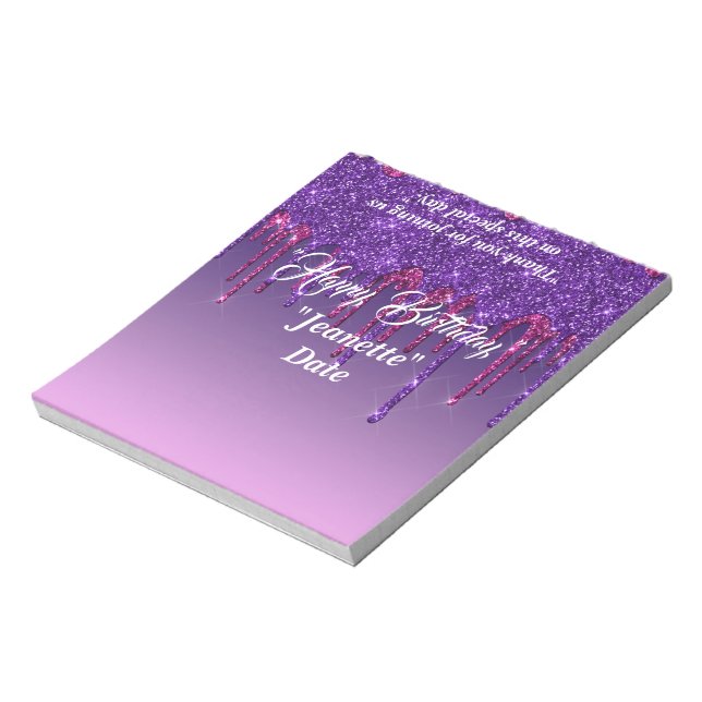 Dripping Glitter Candy Bar Wrapper Party Favors Notepad (Rotated)