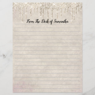 Dripping Glitter Champagne Lined Stationary