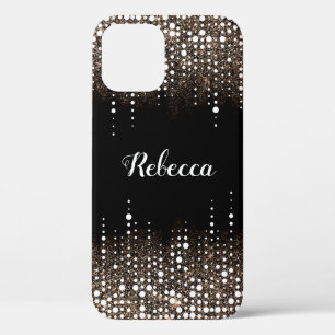 Dripping Glitter Gold Rain Glamorous Glam Name iPhone 12 Case