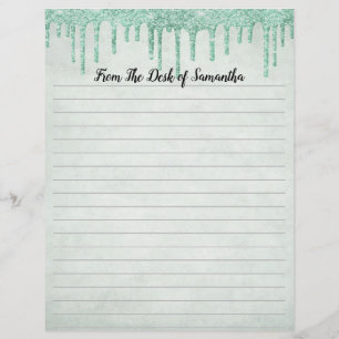 Dripping Glitter Green Lined Stationary