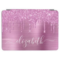 Dripping Glitter Monogram Pink iPad Air Cover