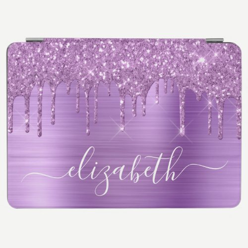 Dripping Glitter Monogram Purple iPad Air Cover