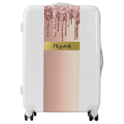 Dripping Glitter Monogrammed Suitcase