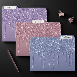 Dripping Glitter Muted Dusty Pastel Sparkle File Folder