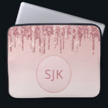 Dripping Glitter Pink Rose Gold Monogram Laptop Sleeve<br><div class="desc">Blush Pink - Rose Gold Faux Dripping Glitter and Sparkle Elegant Monogram Laptop Computer Case. This monogrammed case can be customized to include your initial and first name.</div>