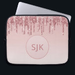 Dripping Glitter Pink Rose Gold Monogram Laptop Sleeve<br><div class="desc">Blush Pink - Rose Gold Faux Dripping Glitter and Sparkle Elegant Monogram Laptop Computer Case. This monogrammed case can be customized to include your initial and first name.</div>