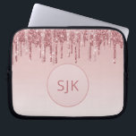 Dripping Glitter Pink Rose Gold Monogram Laptop Sleeve<br><div class="desc">Blush Pink - Rose Gold Faux Dripping Glitter and Sparkle Elegant Monogram Laptop Computer Case. This monogrammed case can be customized to include your initial and first name.</div>