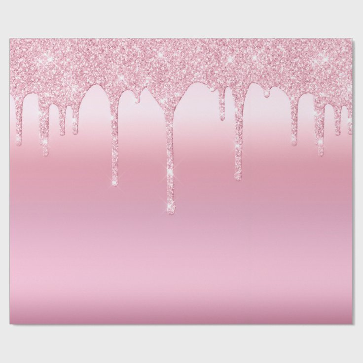 Dripping Glitter Pink Wrapping Paper Zazzle