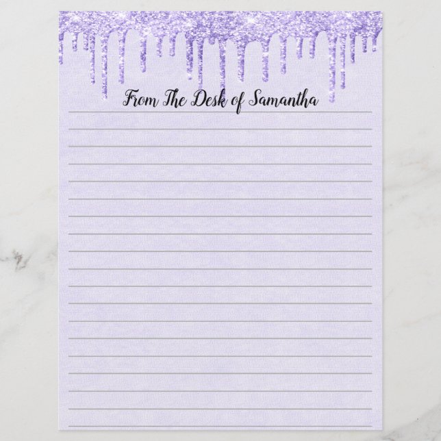 Dripping Glitter Purple Lined Stationary (Front)