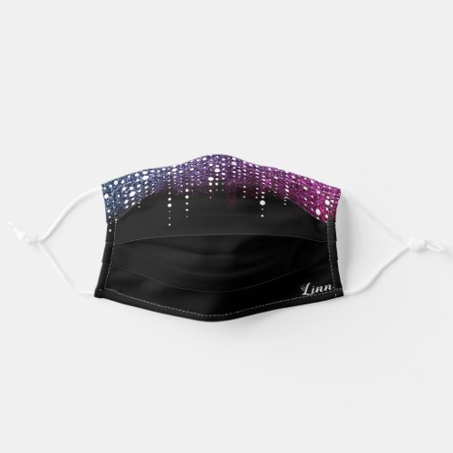Dripping Glitter Rain Purple Sequins Custom Name Adult Cloth Face Mask