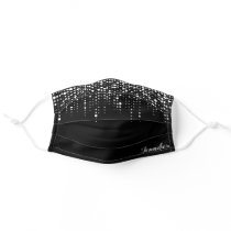 Dripping Glitter Rain Sequins Custom Name Black Adult Cloth Face Mask