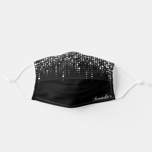 Dripping Glitter Rain Sequins Custom Name Black Adult Cloth Face Mask