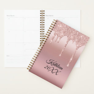 Dripping Glitter Rose Gold Personalized Planner