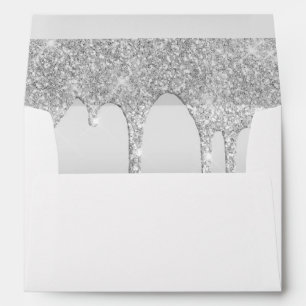 Dripping Glitter Silver Personalized Envelope