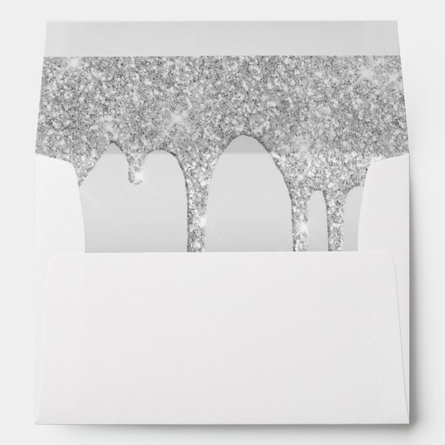 Dripping Glitter Silver Personalized  Envelope (Back (Bottom))