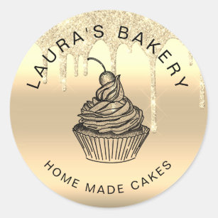dripping gold cakes cakery sweets chocolate bakery classic round sticker