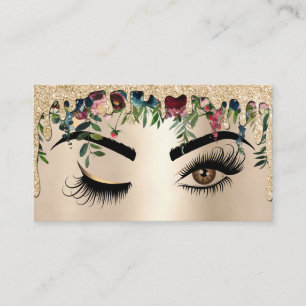 Dripping Gold Floral Makeup Wink Eye Lashes Business Card