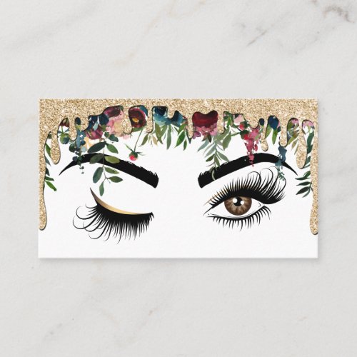 Dripping Gold Floral Makeup Wink Eye Lashes Business Card