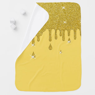 Dripping Gold Glitter Effect & Sparkles Baby Blanket